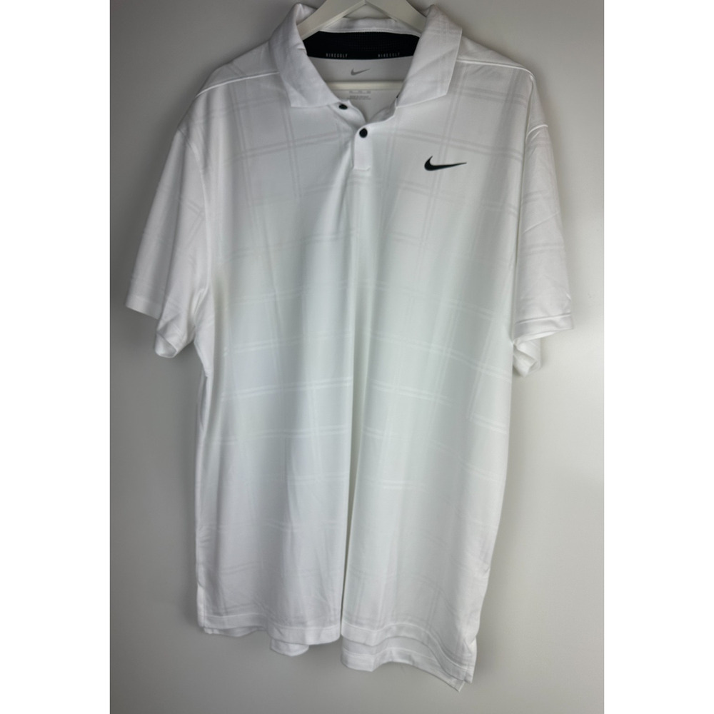 NWT Nike Men’s Dri-Fit Vapor Plaid Golf Polo White & Black DA2969-100 XXL 2XL - Picture 3 of 11
